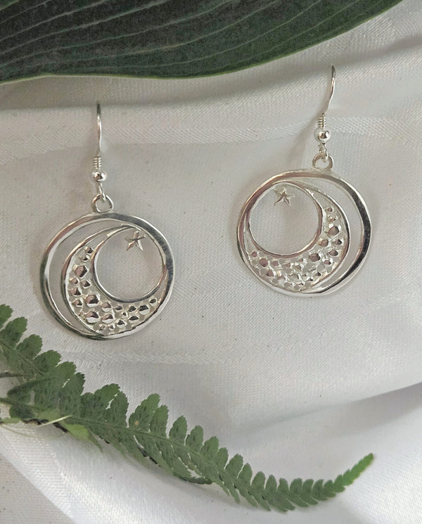 Crescent Moon with Star Earrings