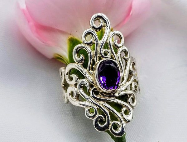 swirling flame amethyst ring